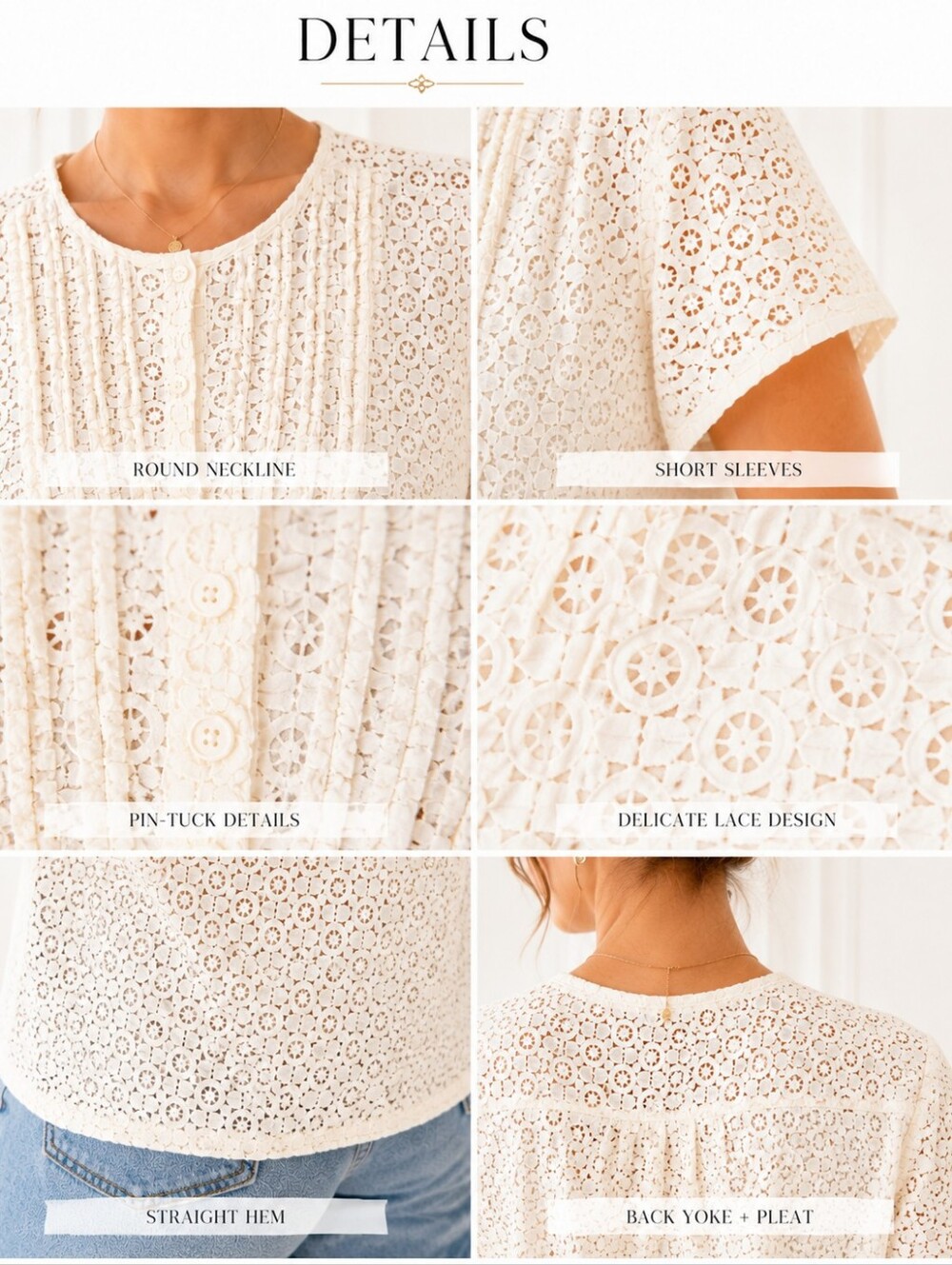 Van Heusen | Ivory Lace Ruffle Button Front Blouse Top | Size XL - Picture 3 of 11